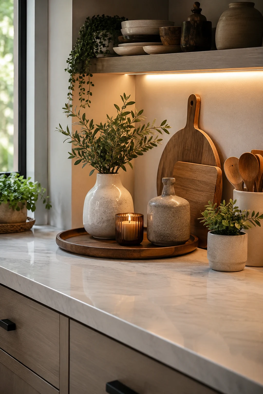 Kitchen Counter Decor Ideas Featuring Warm Ambient Lighting — kitchen counter decor ideas