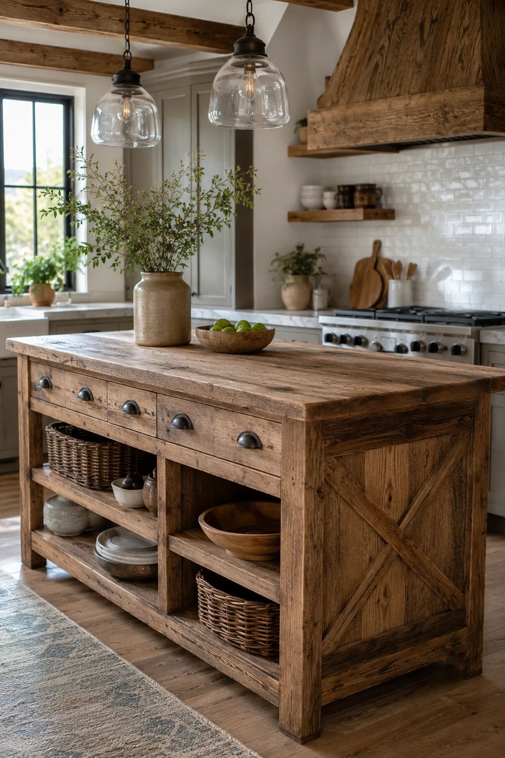 Rustic Wood Kitchen Island Full of Character — kitchen island ideas