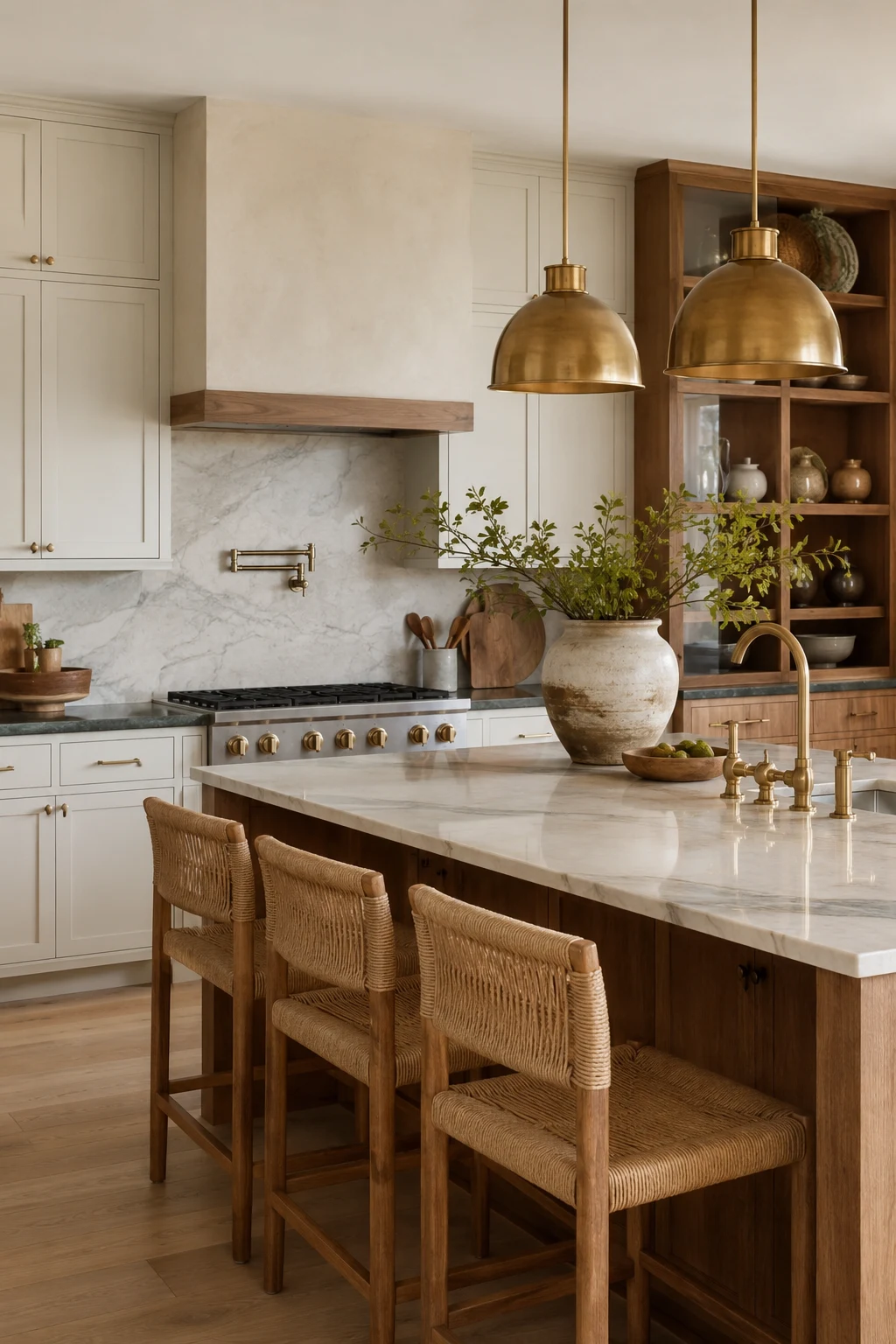 Mix Warm Metals and Natural Finishes — kitchen renovation ideas