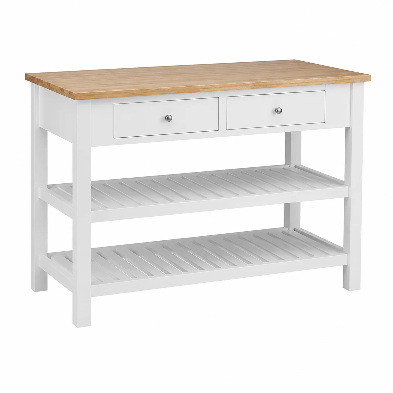 Crosley Furniture Roots Kitchen Island, White and Natural Finish