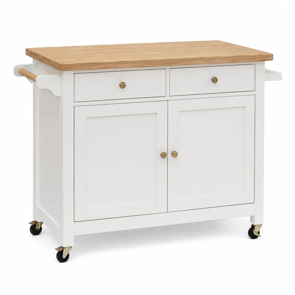 Crosley Furniture Roots Kitchen Island, White and Natural Finish