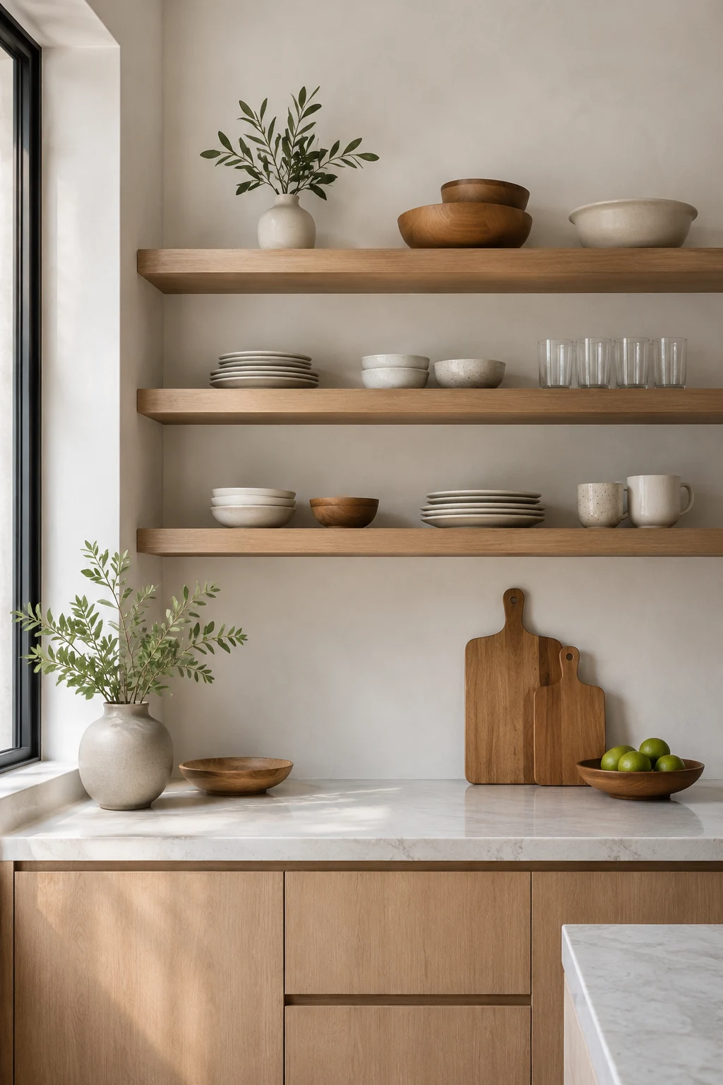 Minimalist Kitchen Shelf Ideas with Hidden Brackets — kitchen shelf ideas
