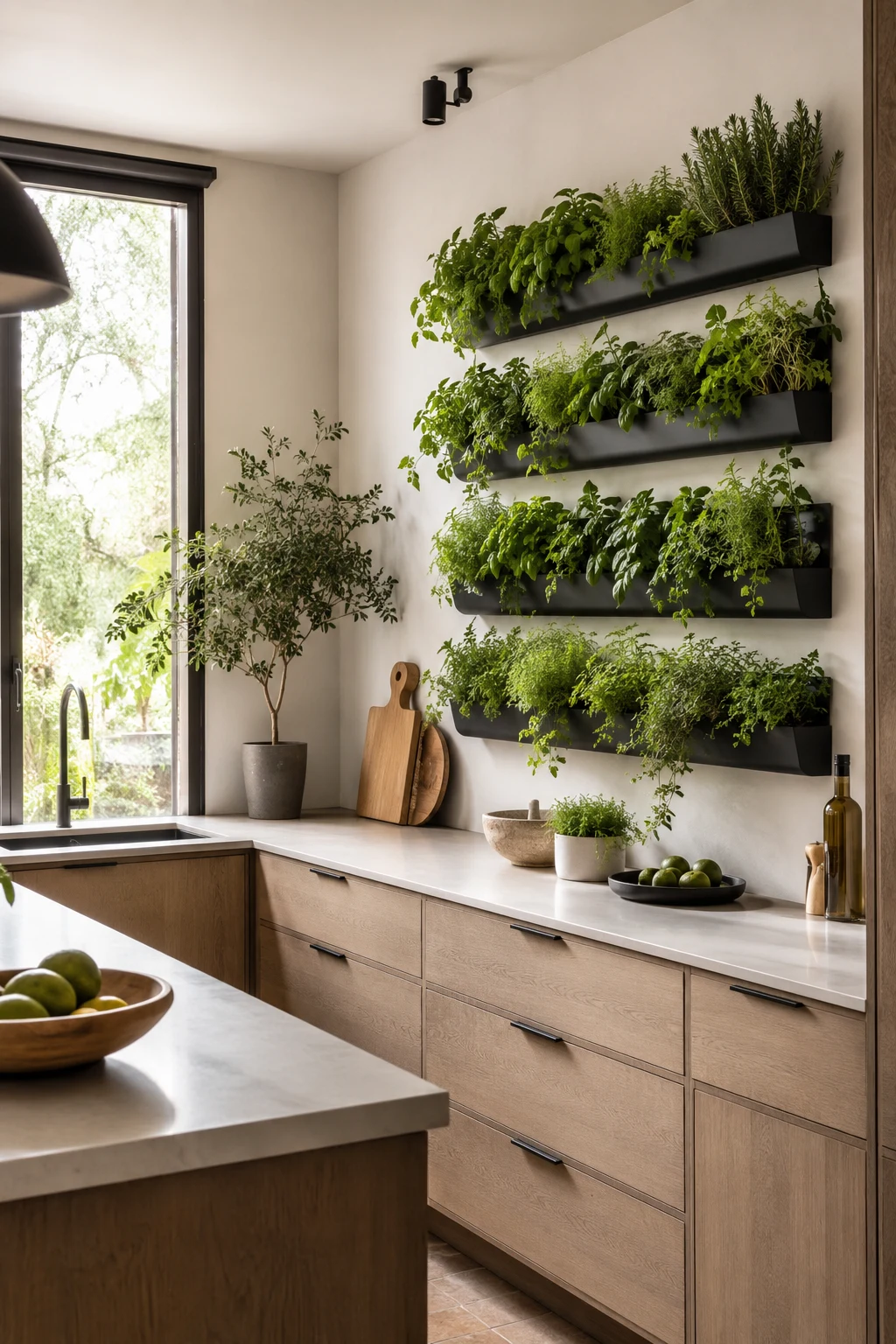 Add Vertical Herb Gardens for Fresh Greenery — kitchen wall ideas