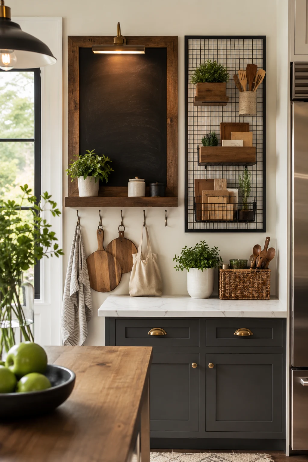 Combine Chalkboards, Message Boards, and Stylish Organization — kitchen wall ideas