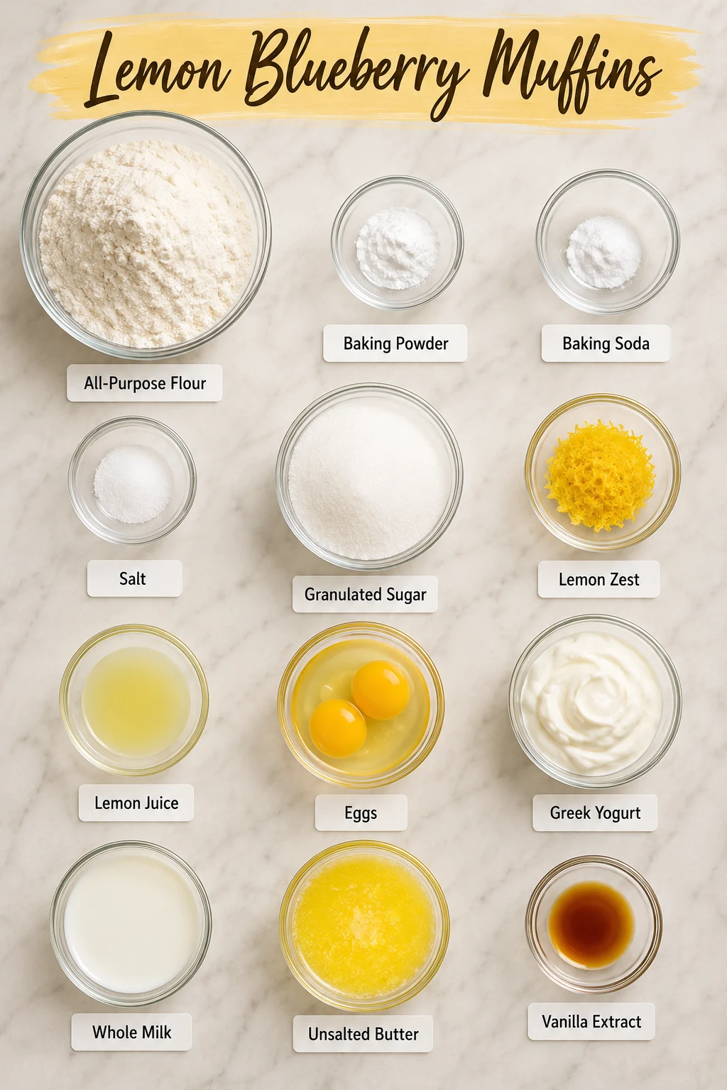 Lemon Blueberry Muffins ingredients Lemon Blueberry Muffins ingredients
