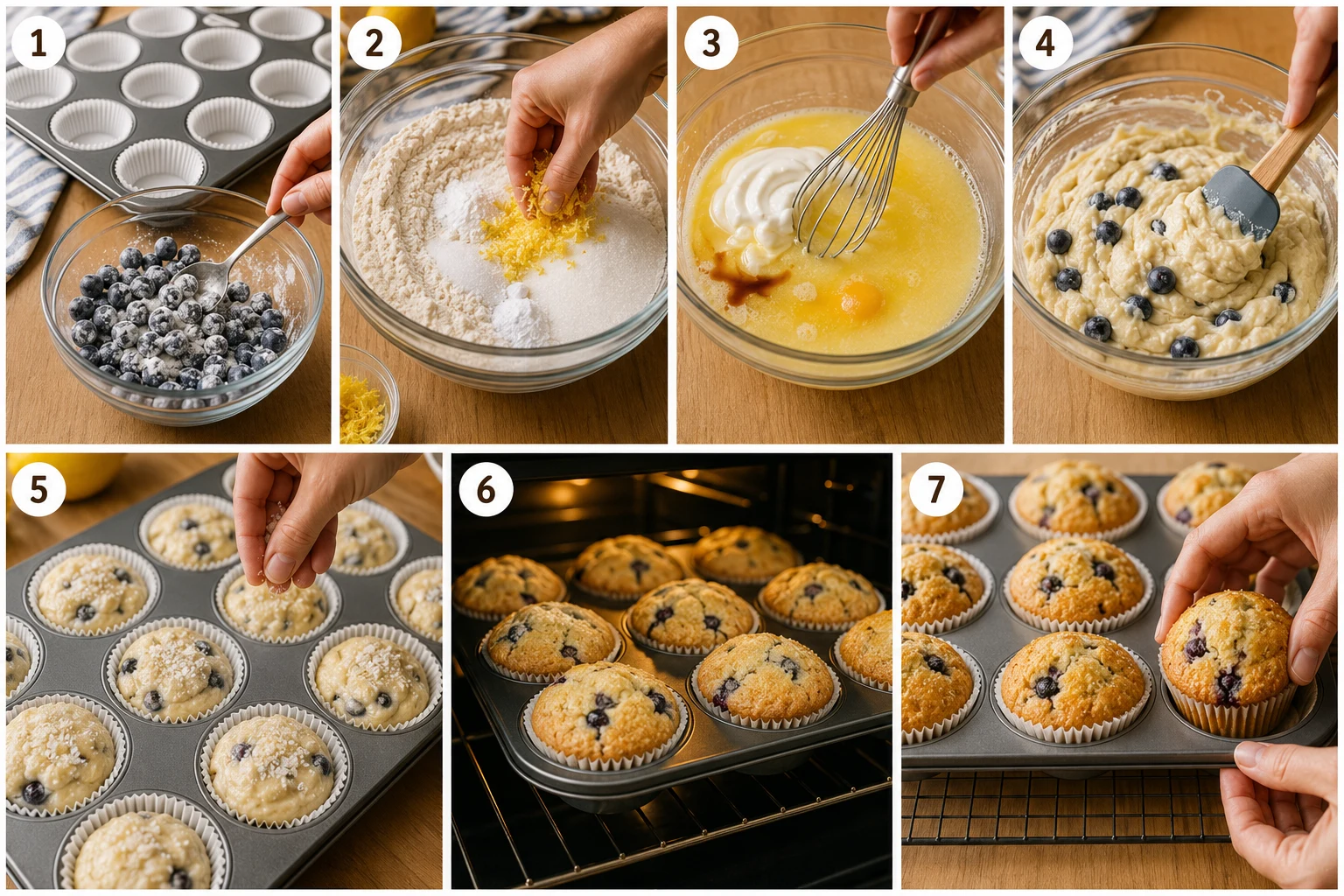 Lemon Blueberry Muffins step by step Lemon Blueberry Muffins step by step