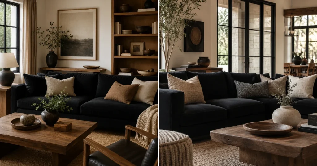 living room inspiration black couch