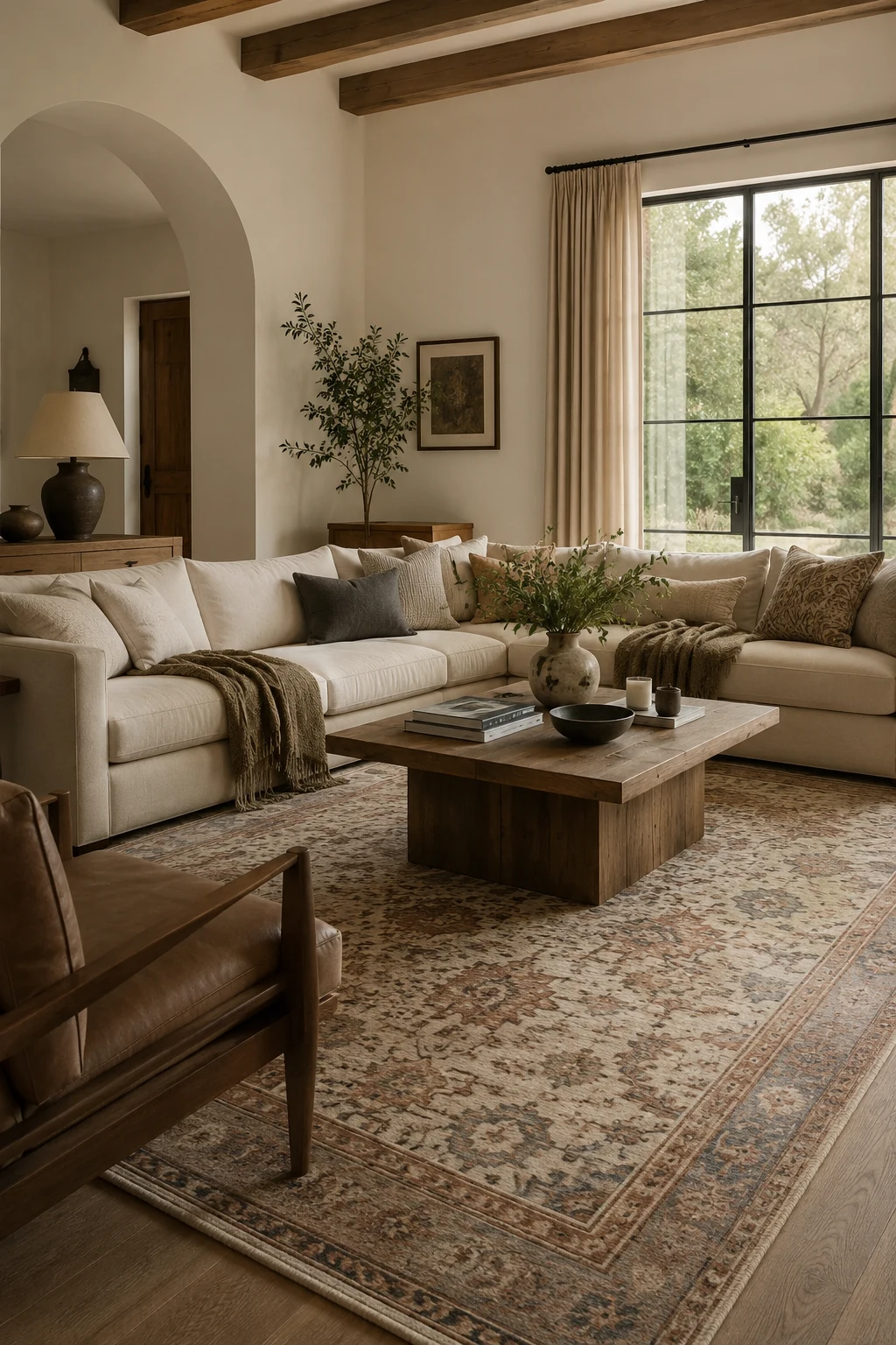 Invest in a Large Area Rug That Anchors the Room — living room inspiration cozy