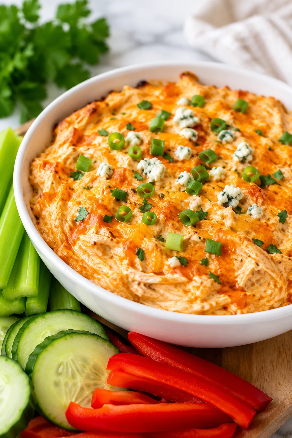 Low carb cottage cheese buffalo chicken dip
