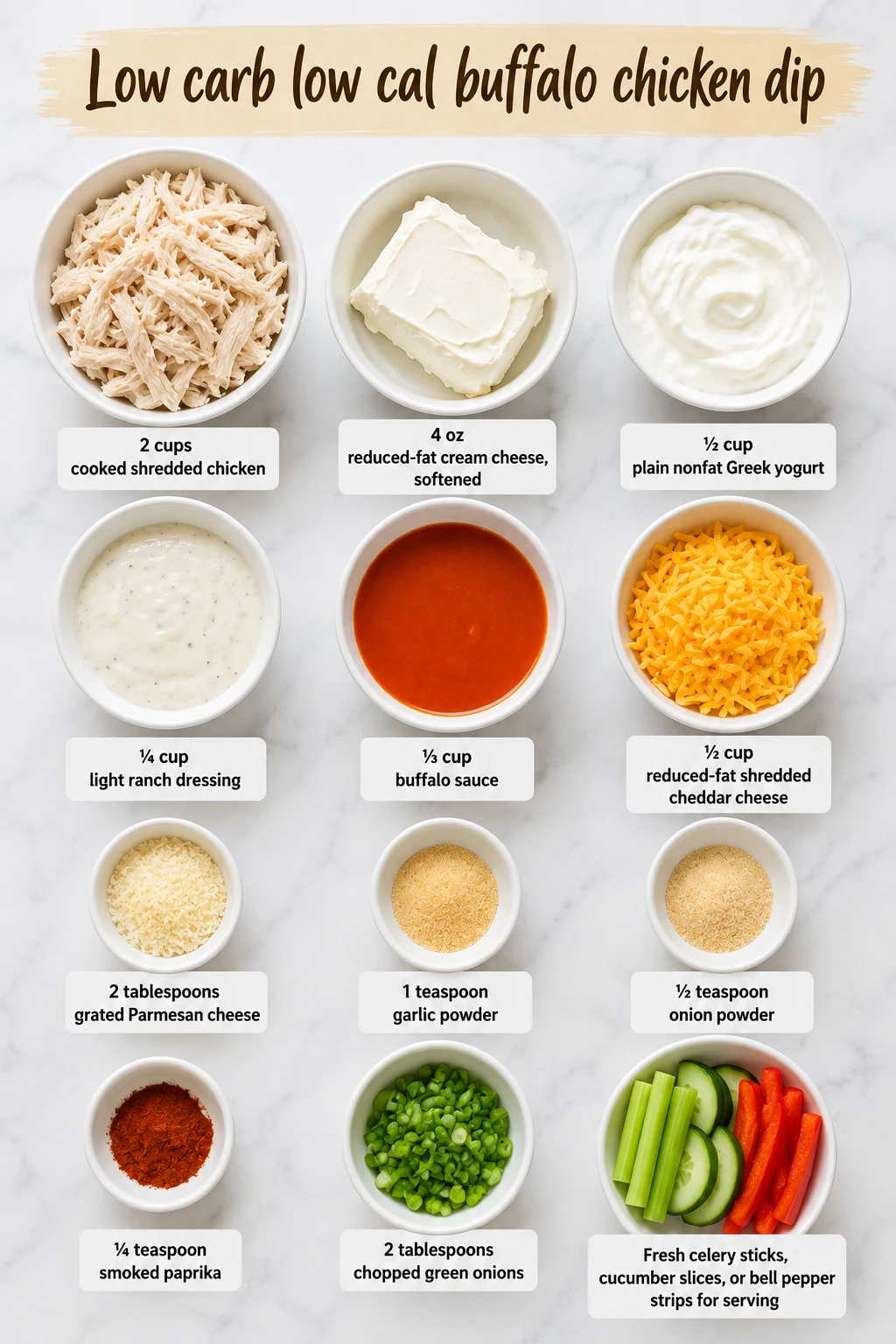 Low carb low cal buffalo chicken dip ingredients