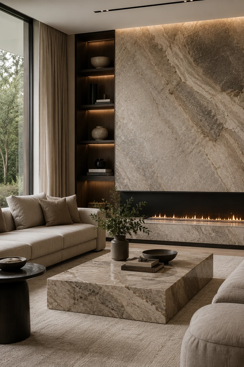 Add Natural Stone Surfaces for Luxury Living Room Inspiration — luxury living room inspiration