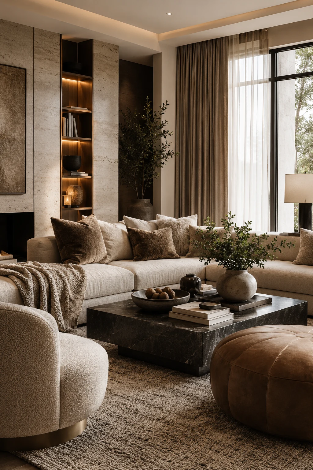 Layer Rich Textures Instead of Busy Patterns — luxury living room inspiration