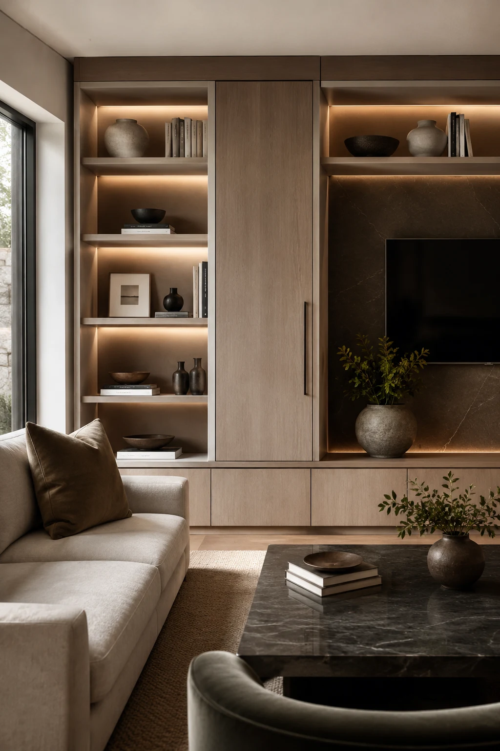 Create Custom-Looking Storage With Built-In Shelving — luxury living room inspiration