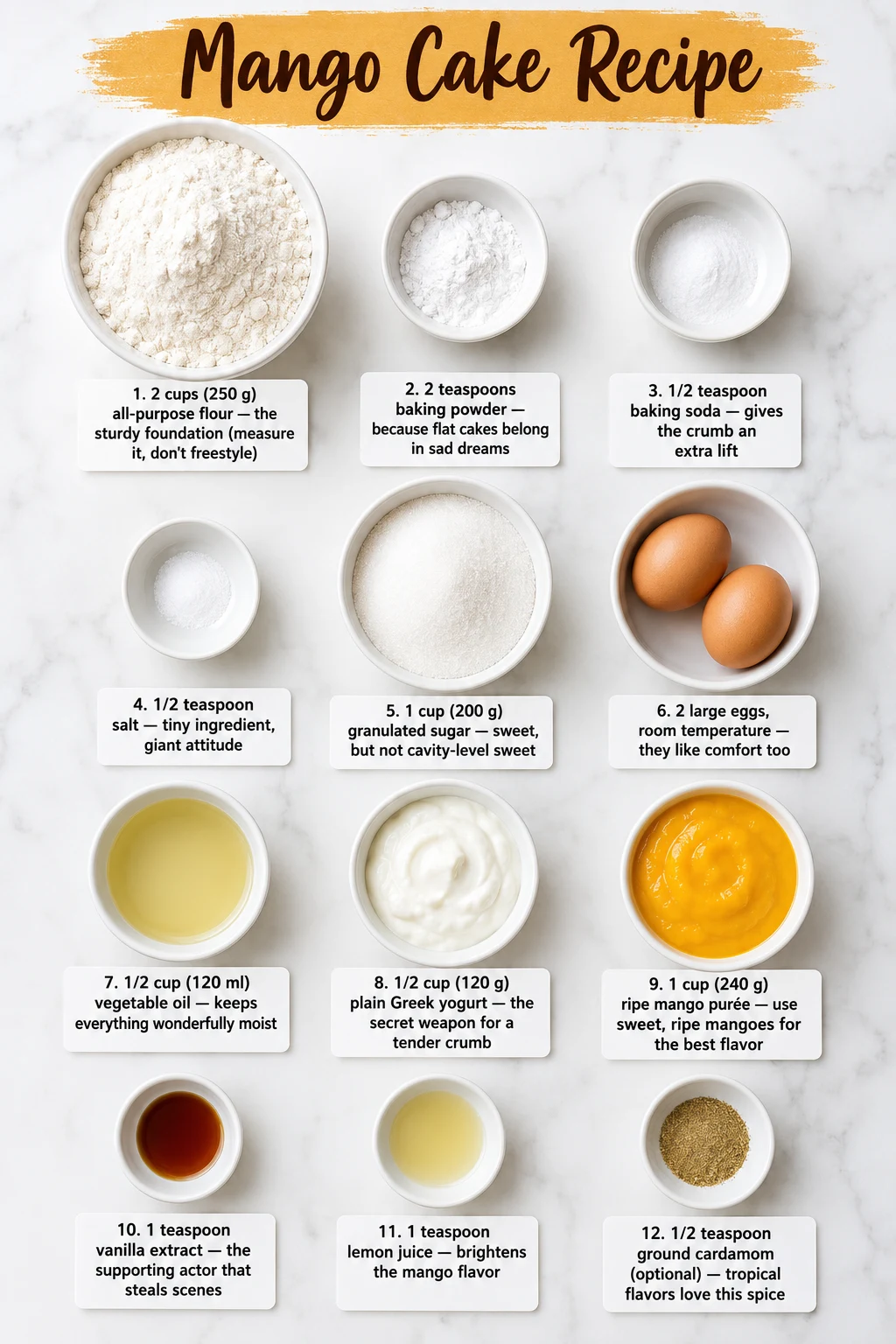 Mango Cake Recipe ingredients