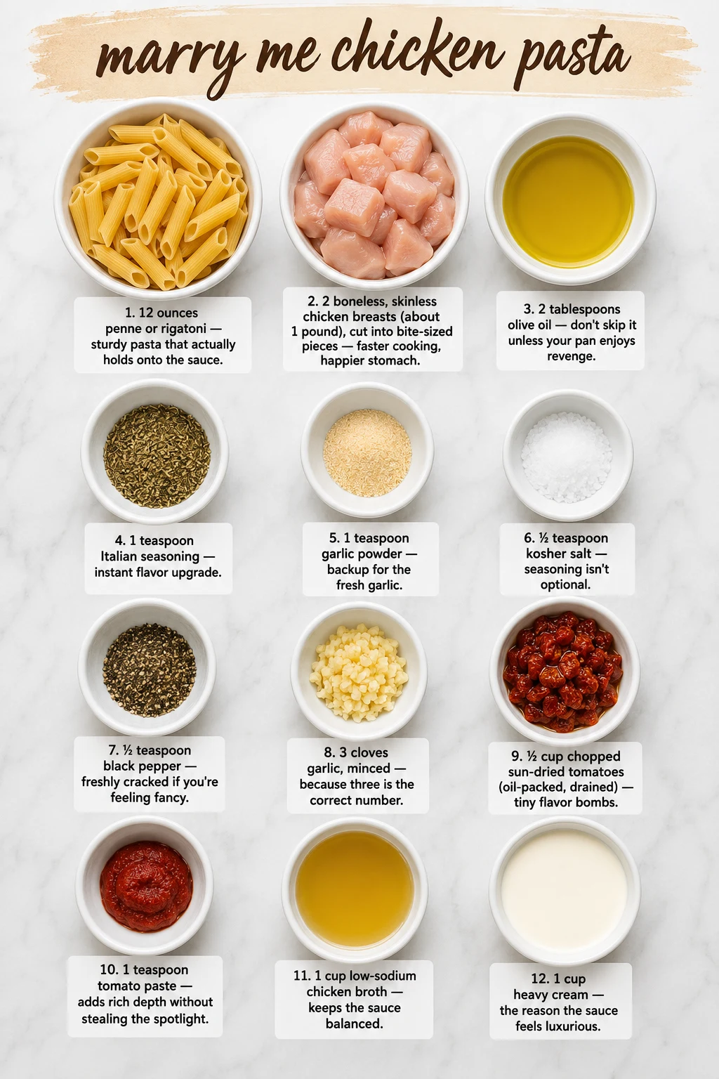 marry me chicken pasta ingredients marry me chicken pasta ingredients
