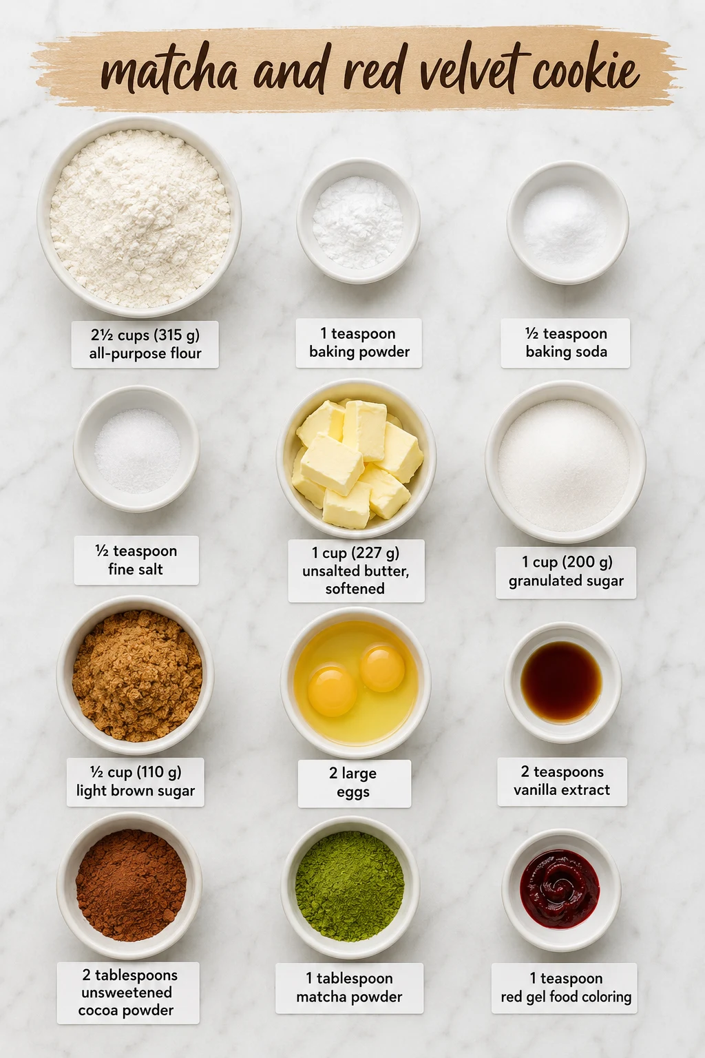 matcha and red velvet cookie ingredients matcha and red velvet cookie ingredients