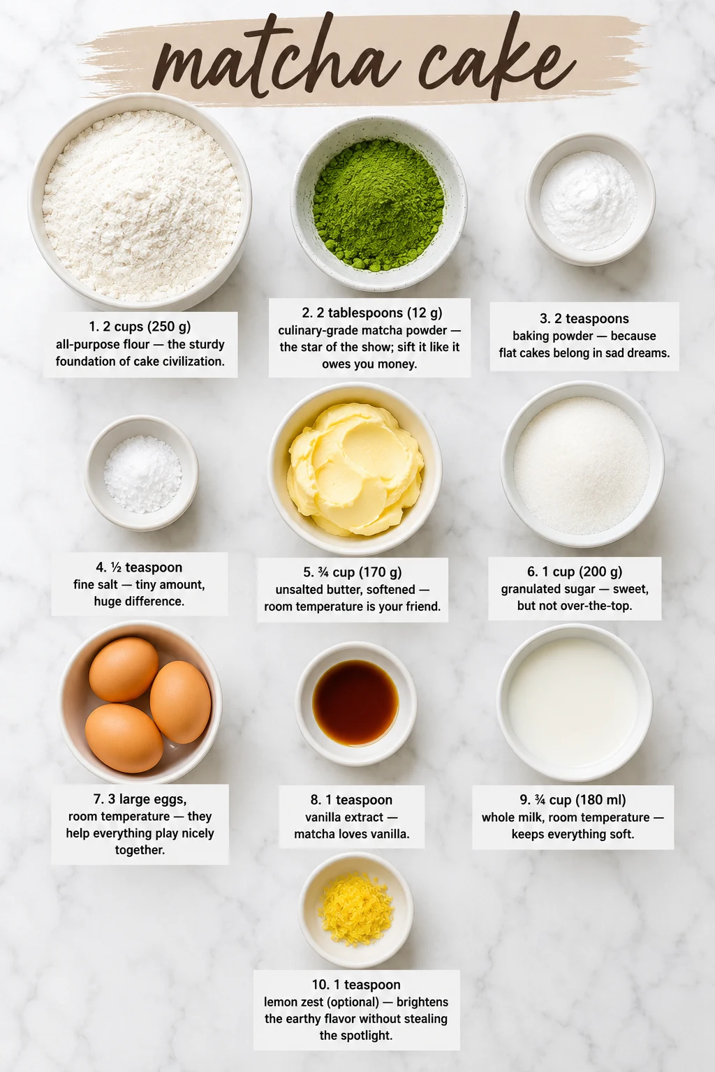 matcha cake ingredients