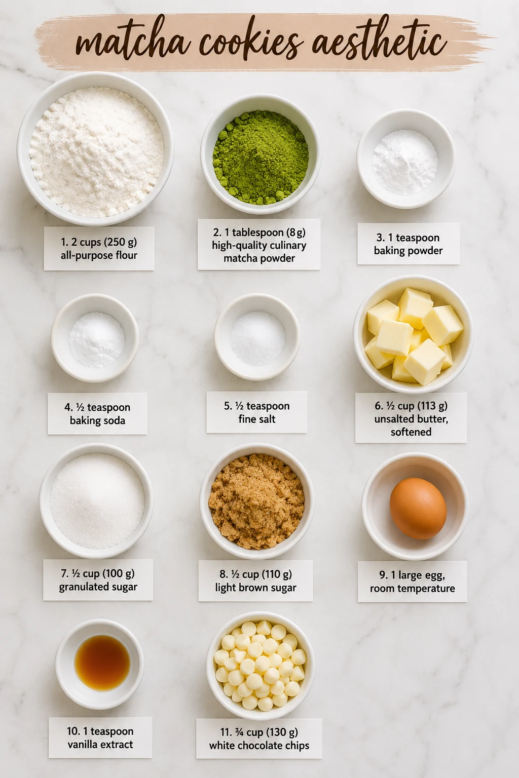 matcha cookies aesthetic ingredients