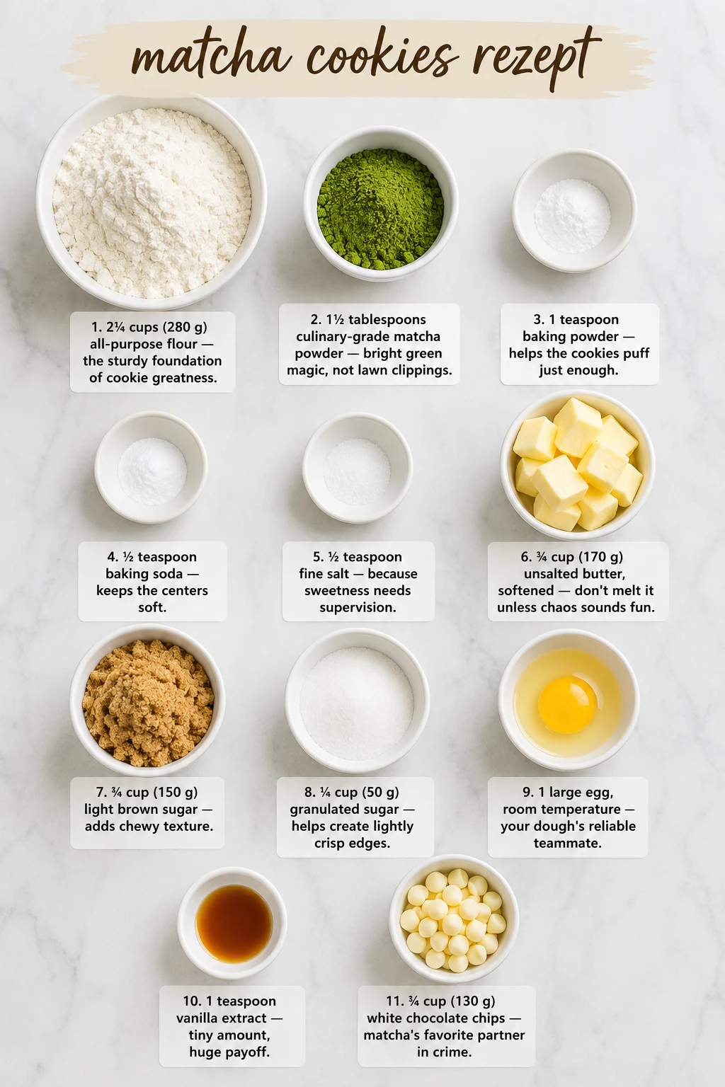 matcha cookies rezept ingredients