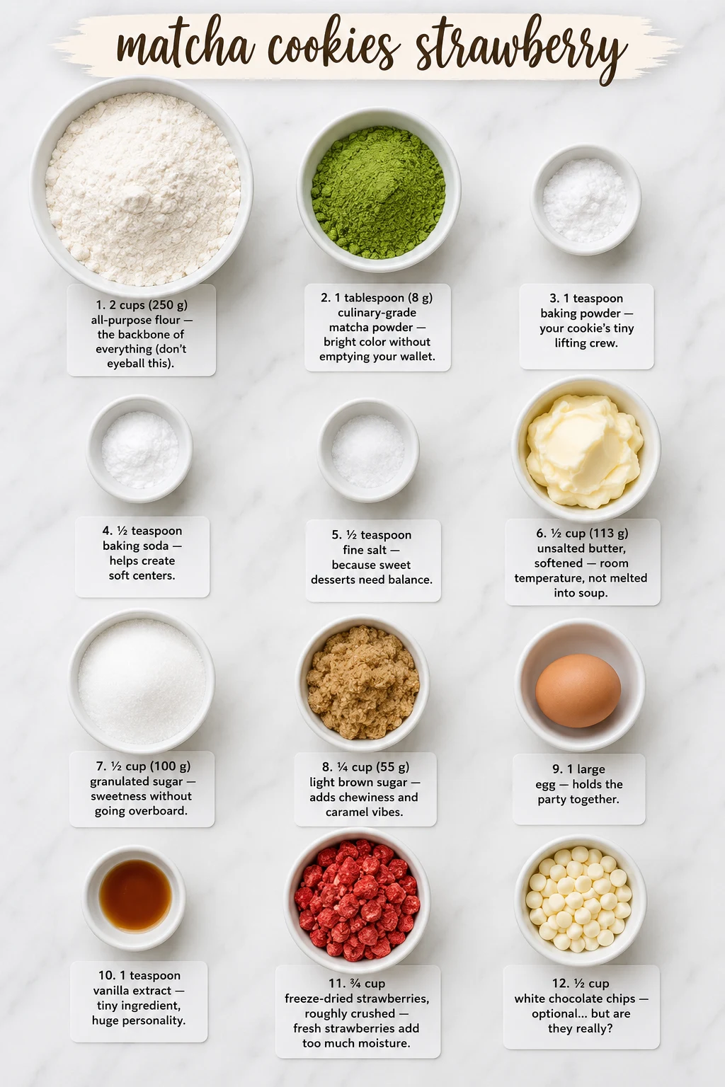 matcha cookies strawberry ingredients