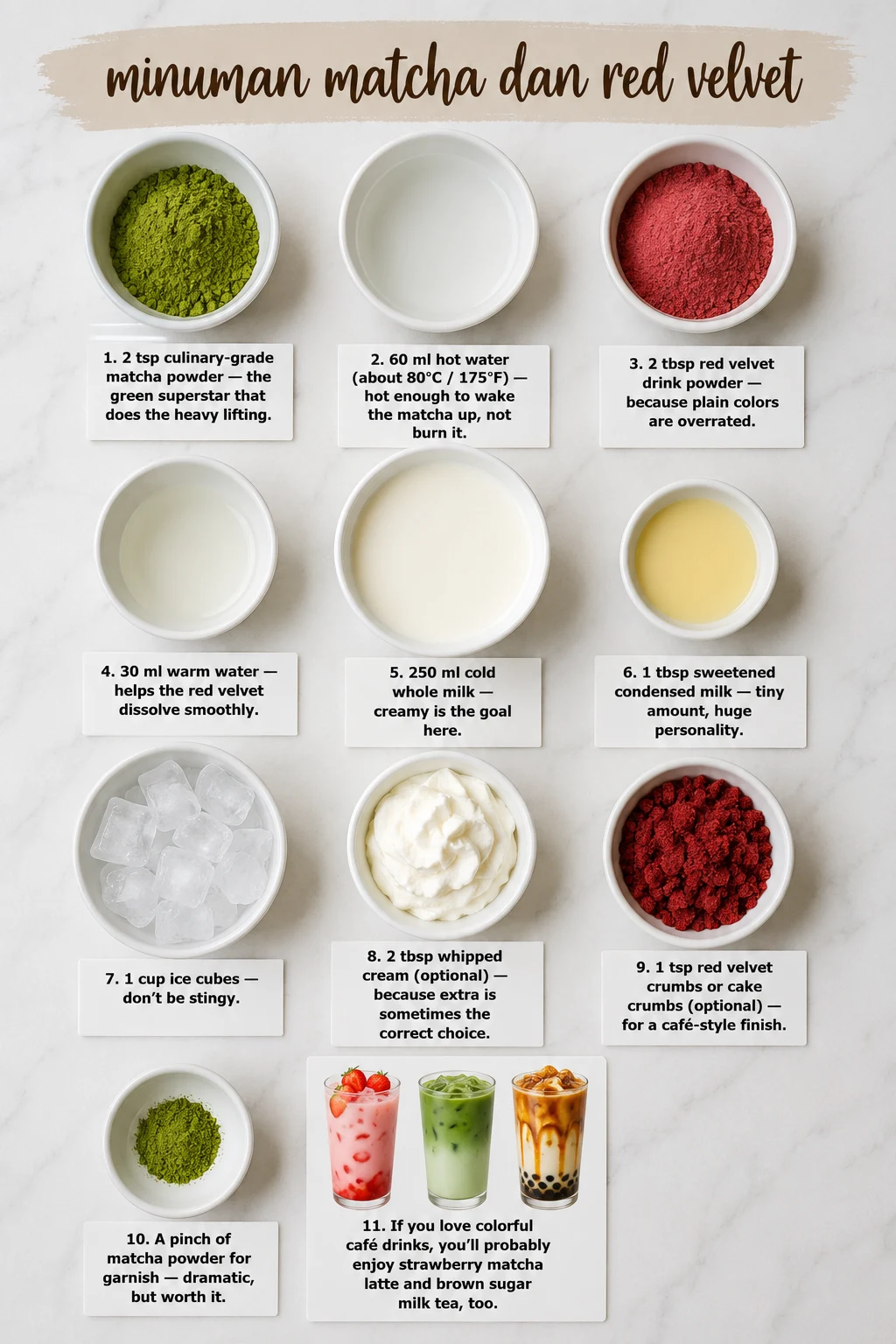 minuman matcha dan red velvet ingredients minuman matcha dan red velvet ingredients
