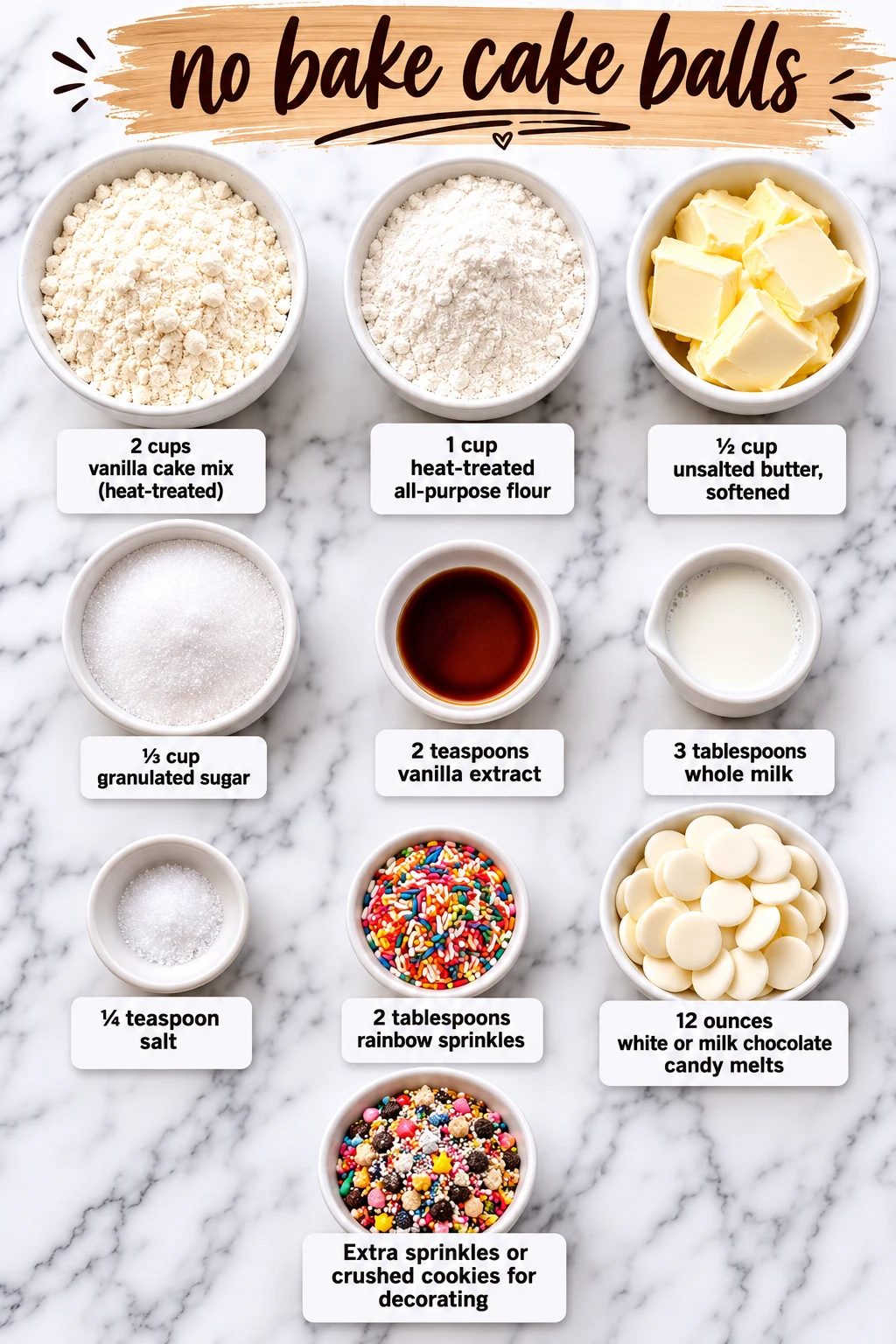no bake cake balls ingredients