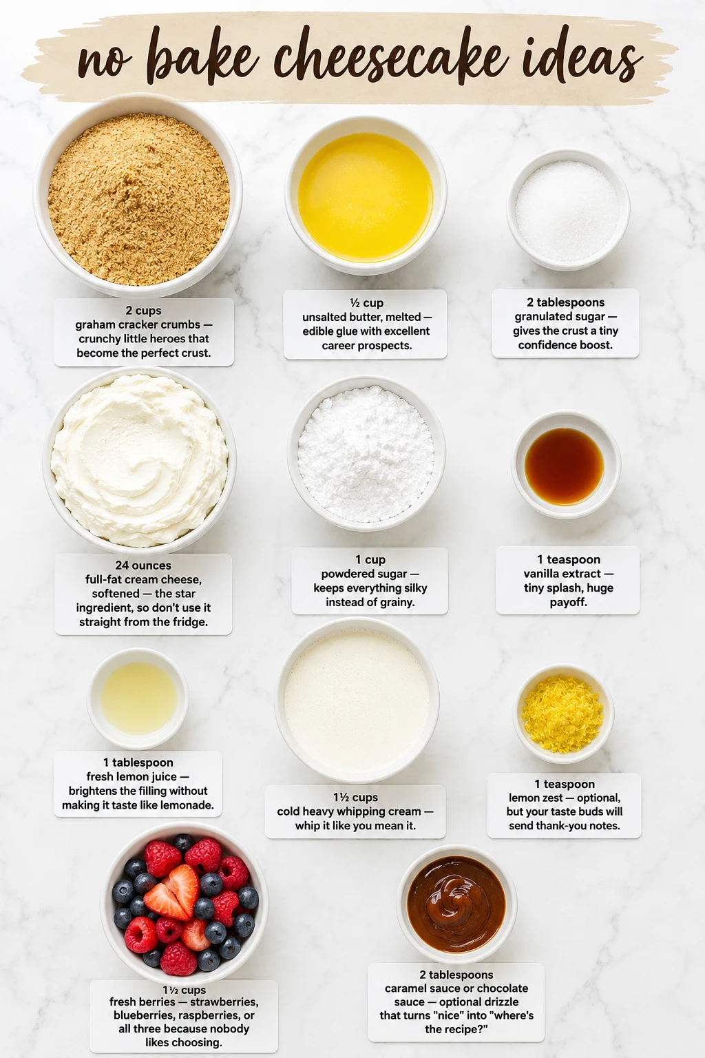 no bake cheesecake ideas ingredients