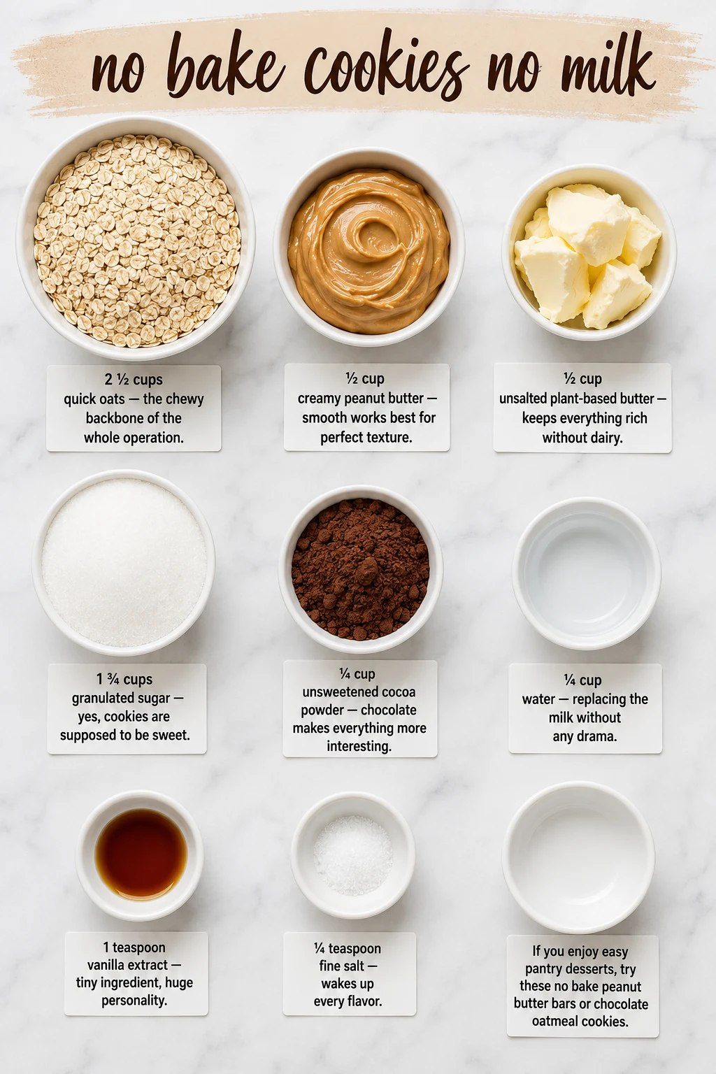 no bake cookies no milk ingredients