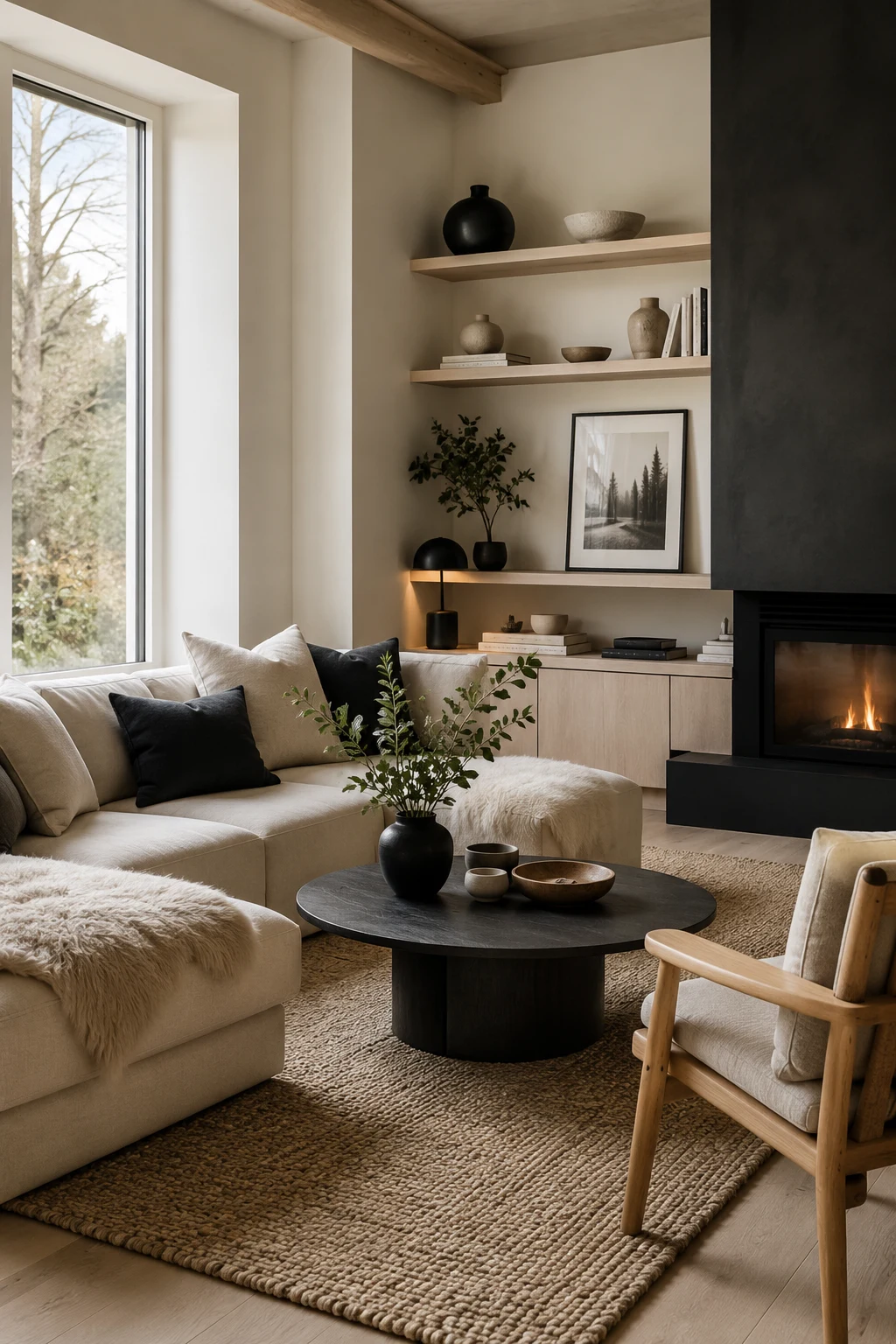 Add Black Accents Without Losing Warmth — nordic living room inspiration