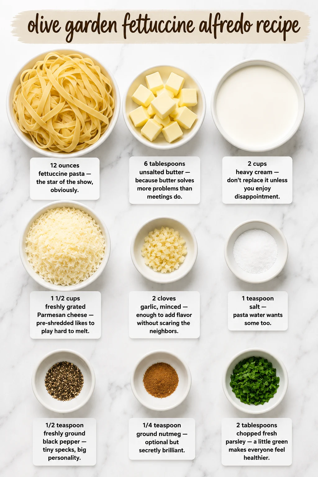 olive garden fettuccine alfredo recipe ingredients