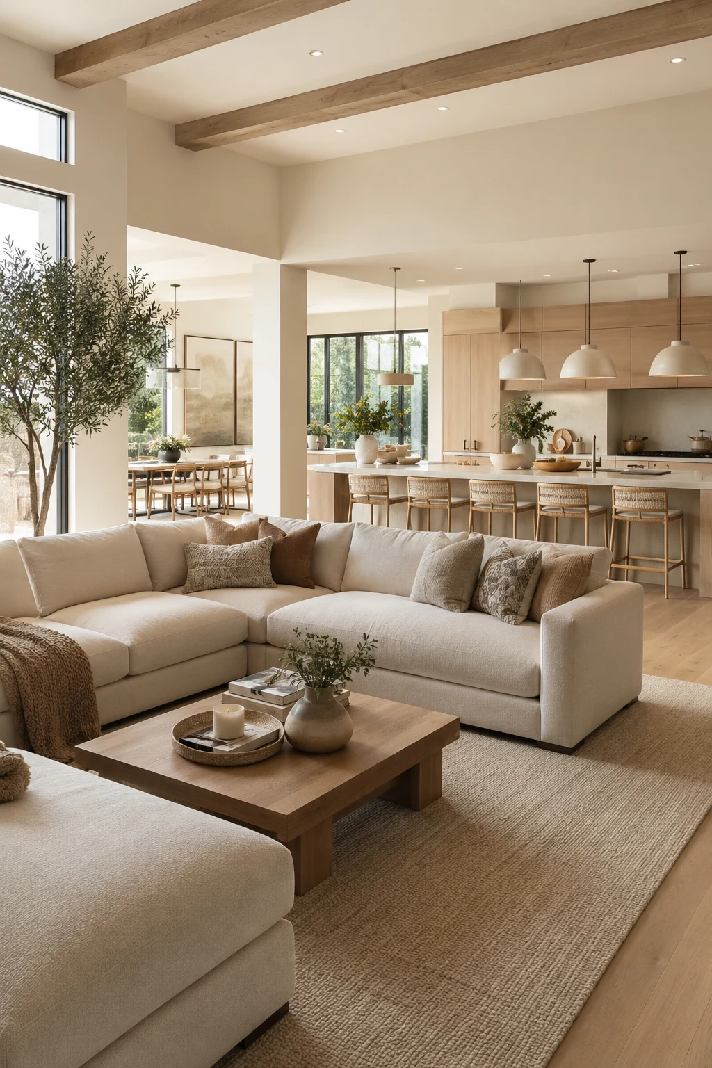 Choose One Color Palette for Seamless Open Concept Living Room Inspiration — open concept living room inspiration
