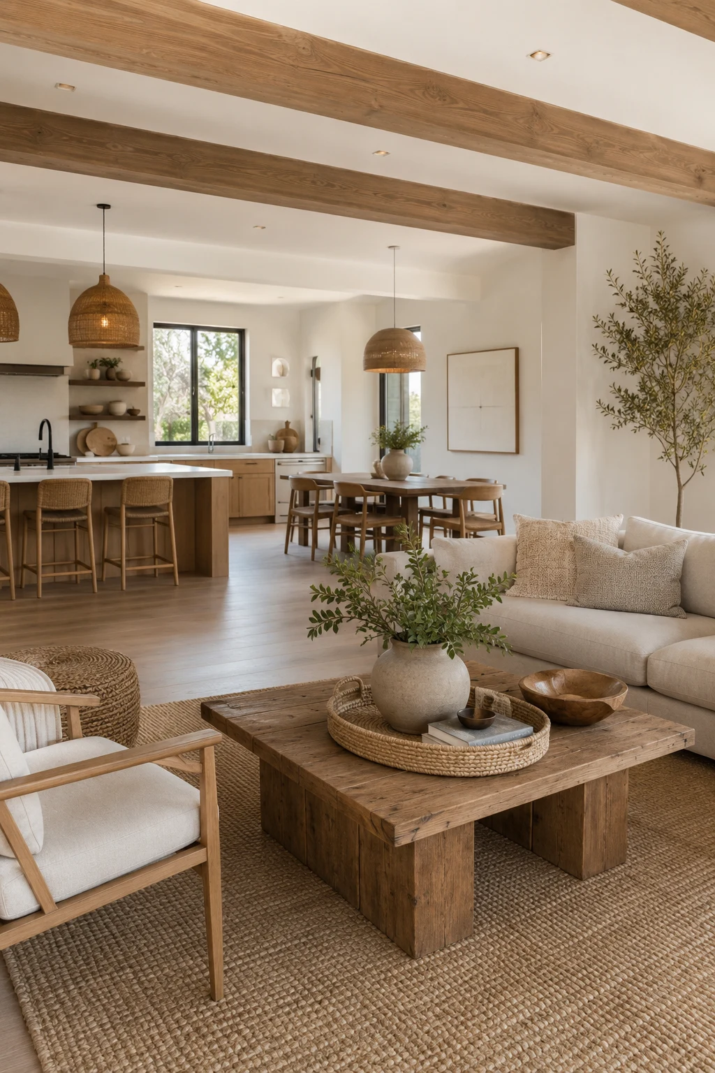 Add Natural Materials for Warm Open Concept Living Room Inspiration — open concept living room inspiration