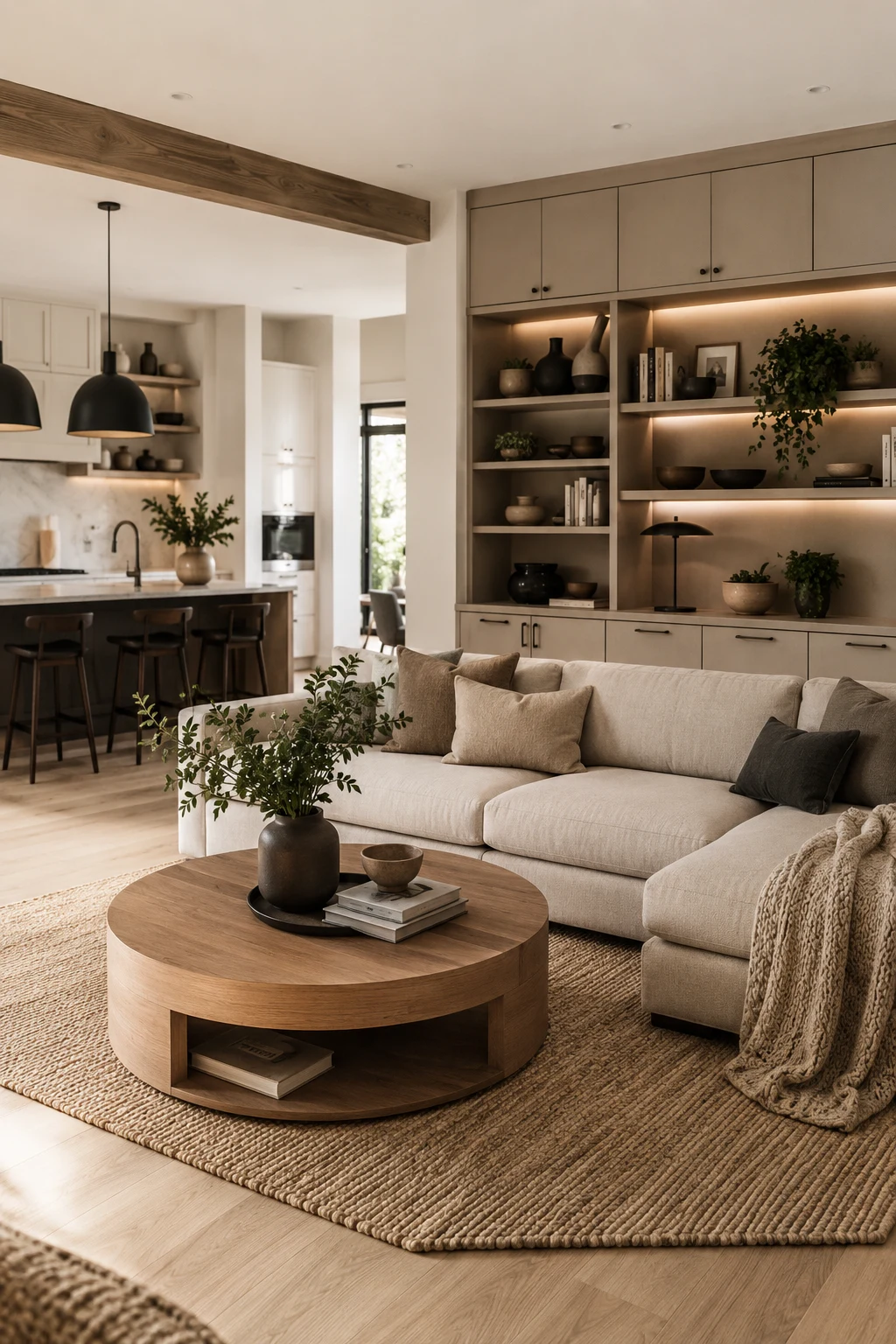Maximize Storage Without Sacrificing Style — open concept living room inspiration