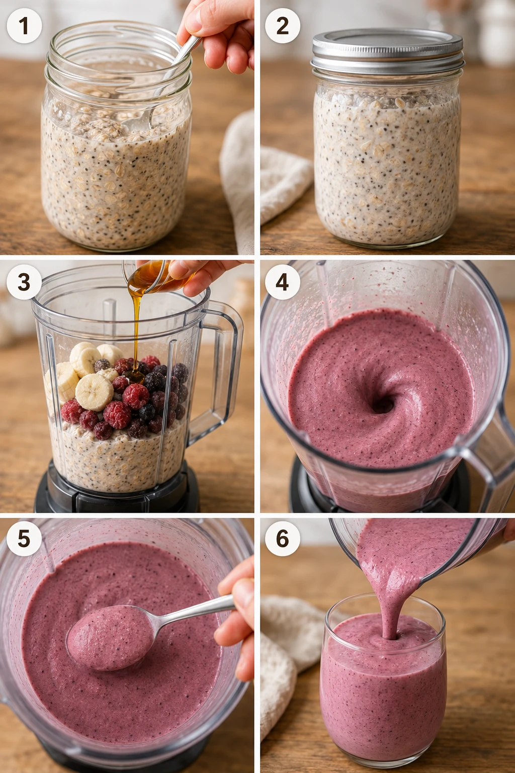 overnight oat smoothie step by step