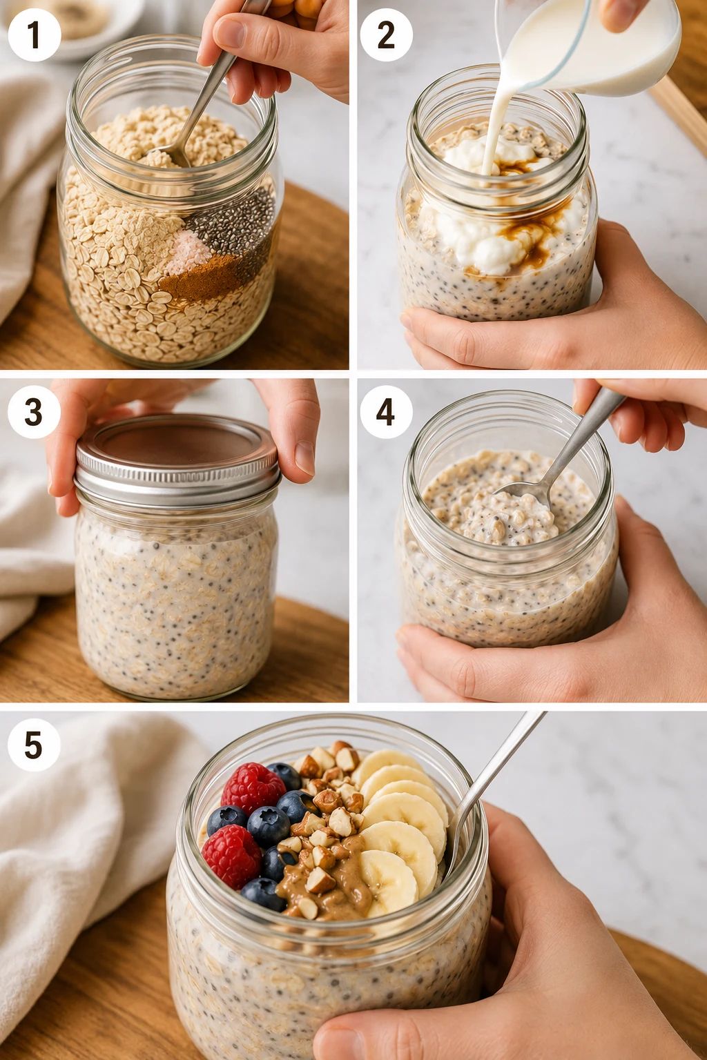overnight oats with protein powder step by step