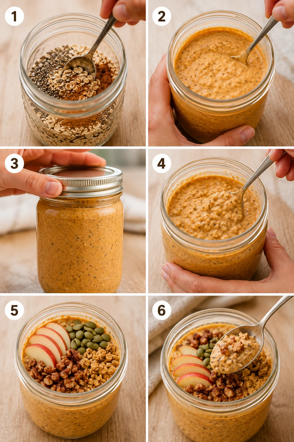 pumpkin overnight oats step by step