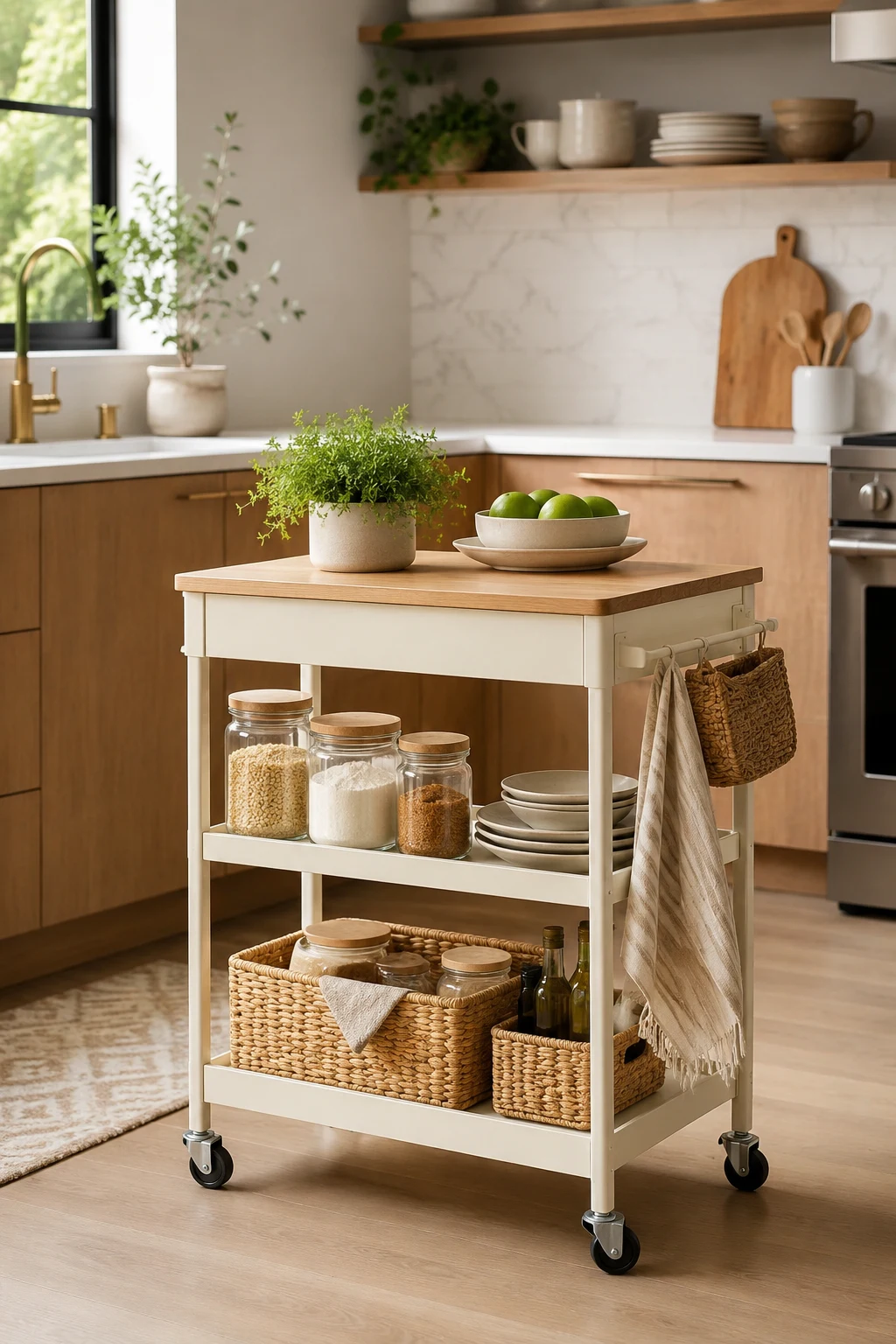 Add a Rolling Kitchen Cart That Works Everywhere — small kitchen storage ideas