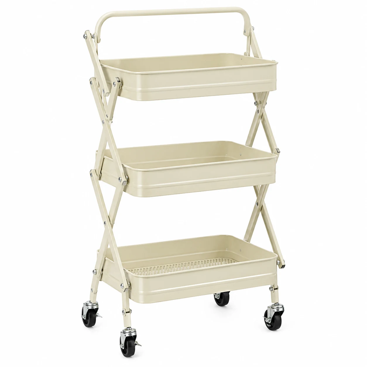 Origami Foldable 3-Tier Rolling Kitchen Cart