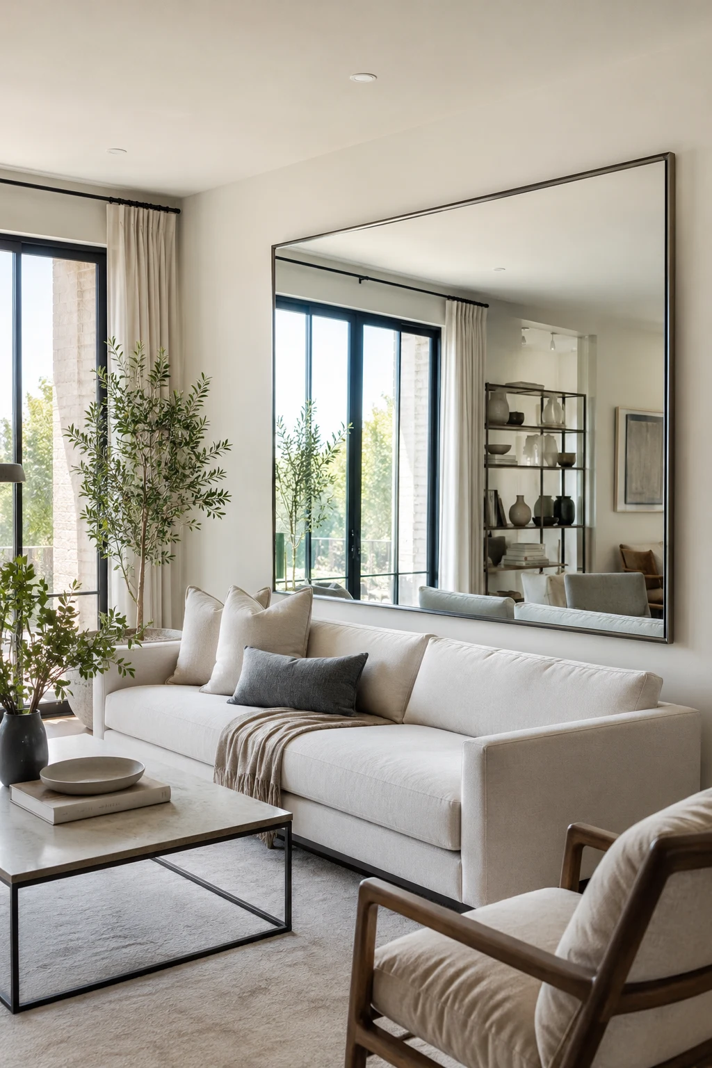 Use Mirrors to Double Natural Light — small living room inspiration