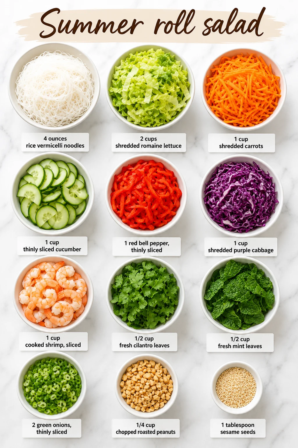 Summer roll salad ingredients