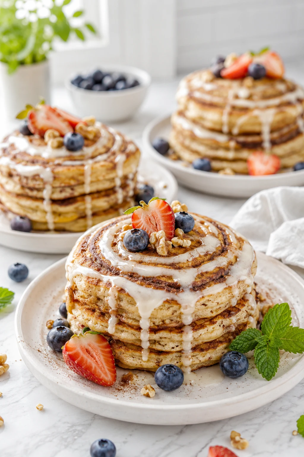 Vegan Cinnamon Roll Pancakes