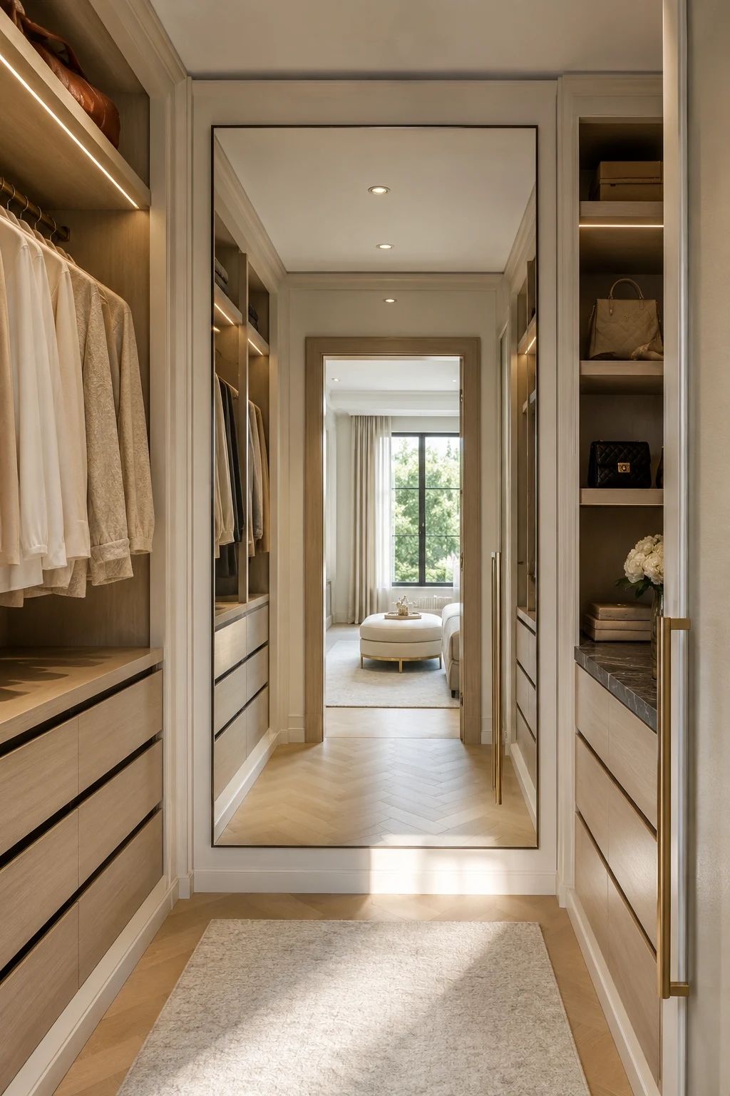 Use Mirrors to Make the Space Feel Larger — walk in closet