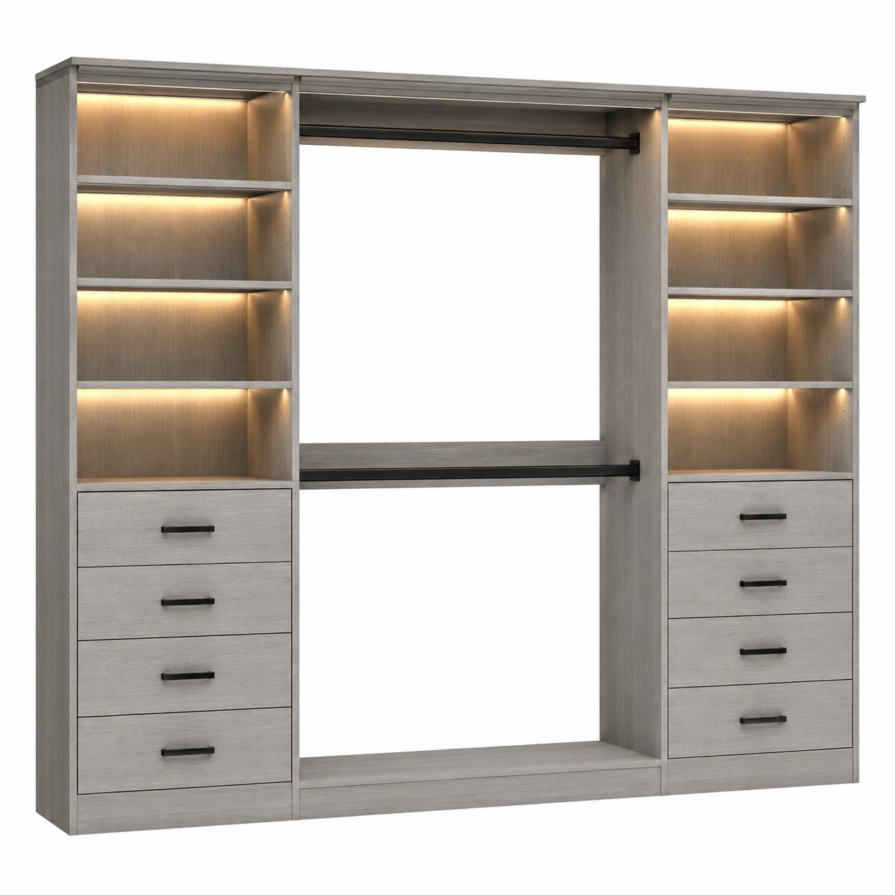 Armocity Walk-In Closet System with Drawers and LED Lights