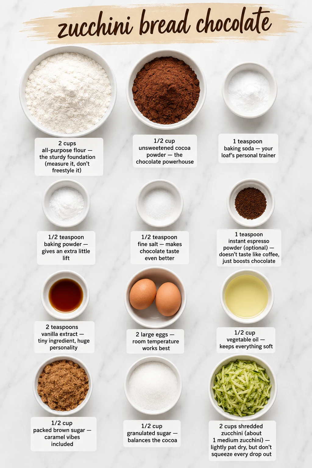 zucchini bread chocolate ingredients