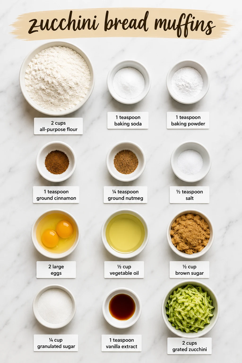 zucchini bread muffins ingredients