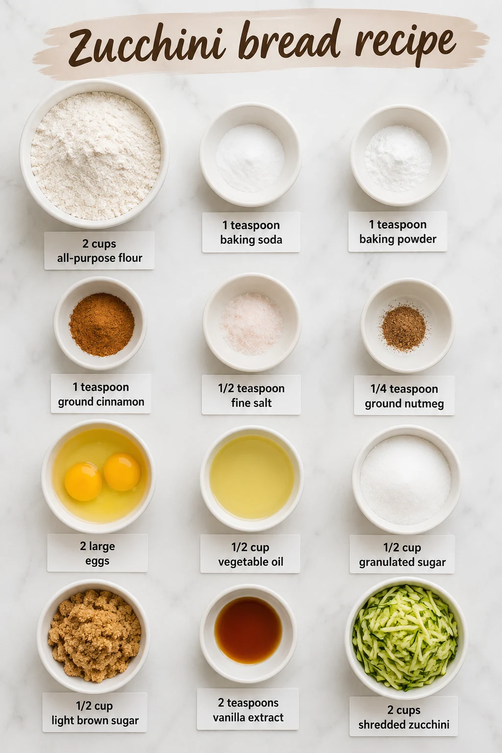 zucchini bread recipe ingredients