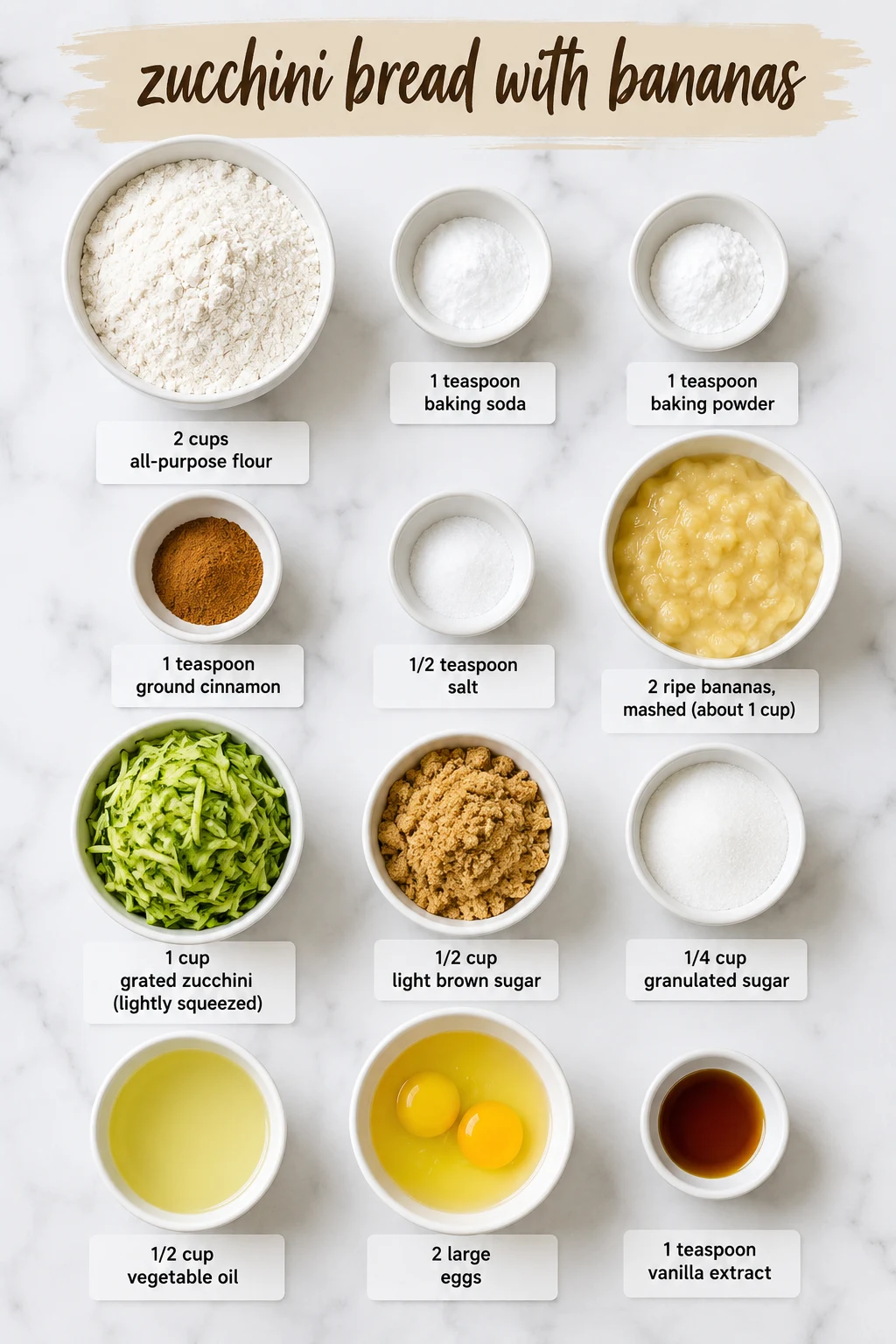 zucchini bread with bananas ingredients