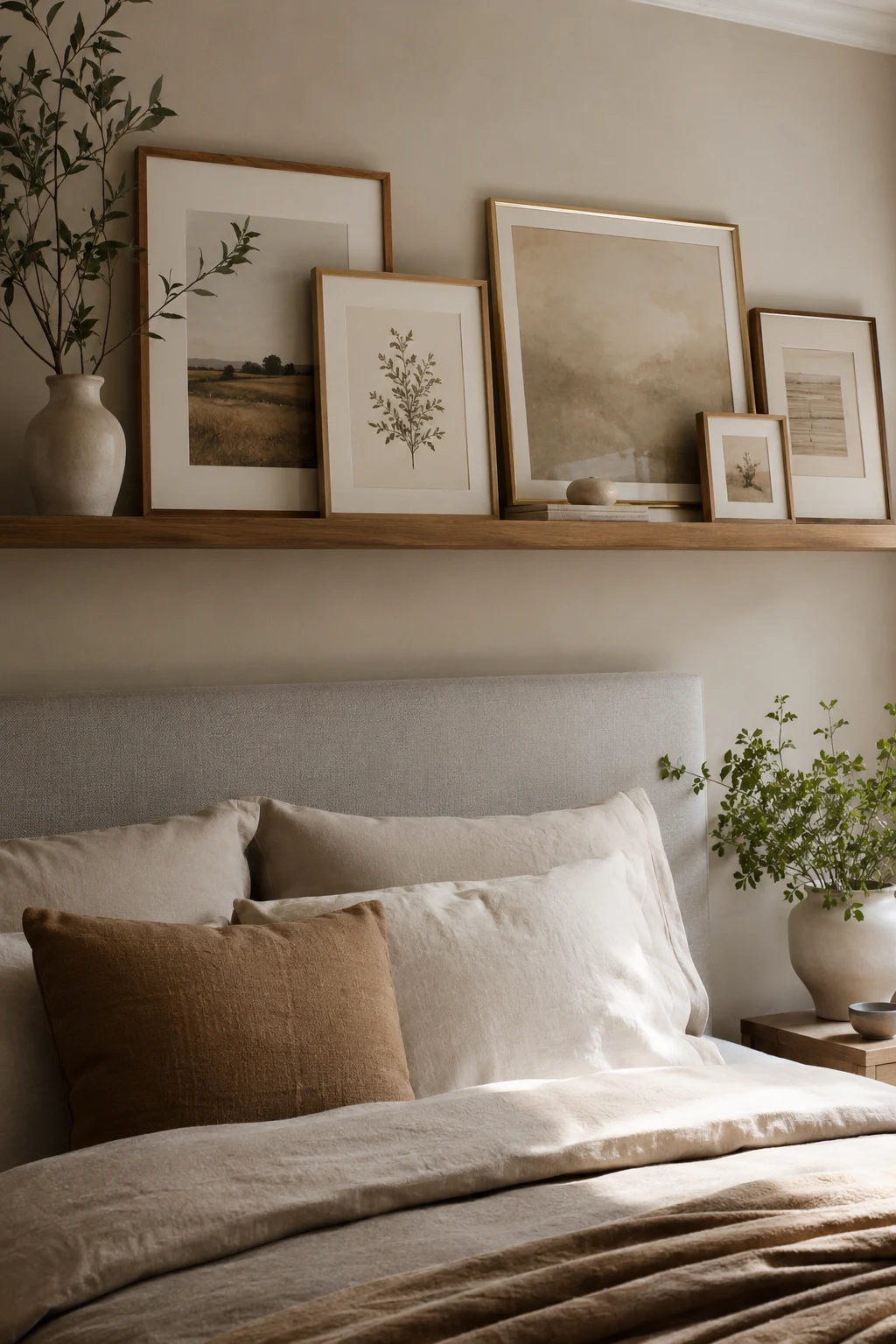 Create Gallery-Style Bedroom Shelf Decor with Framed Art — bedroom shelf decor