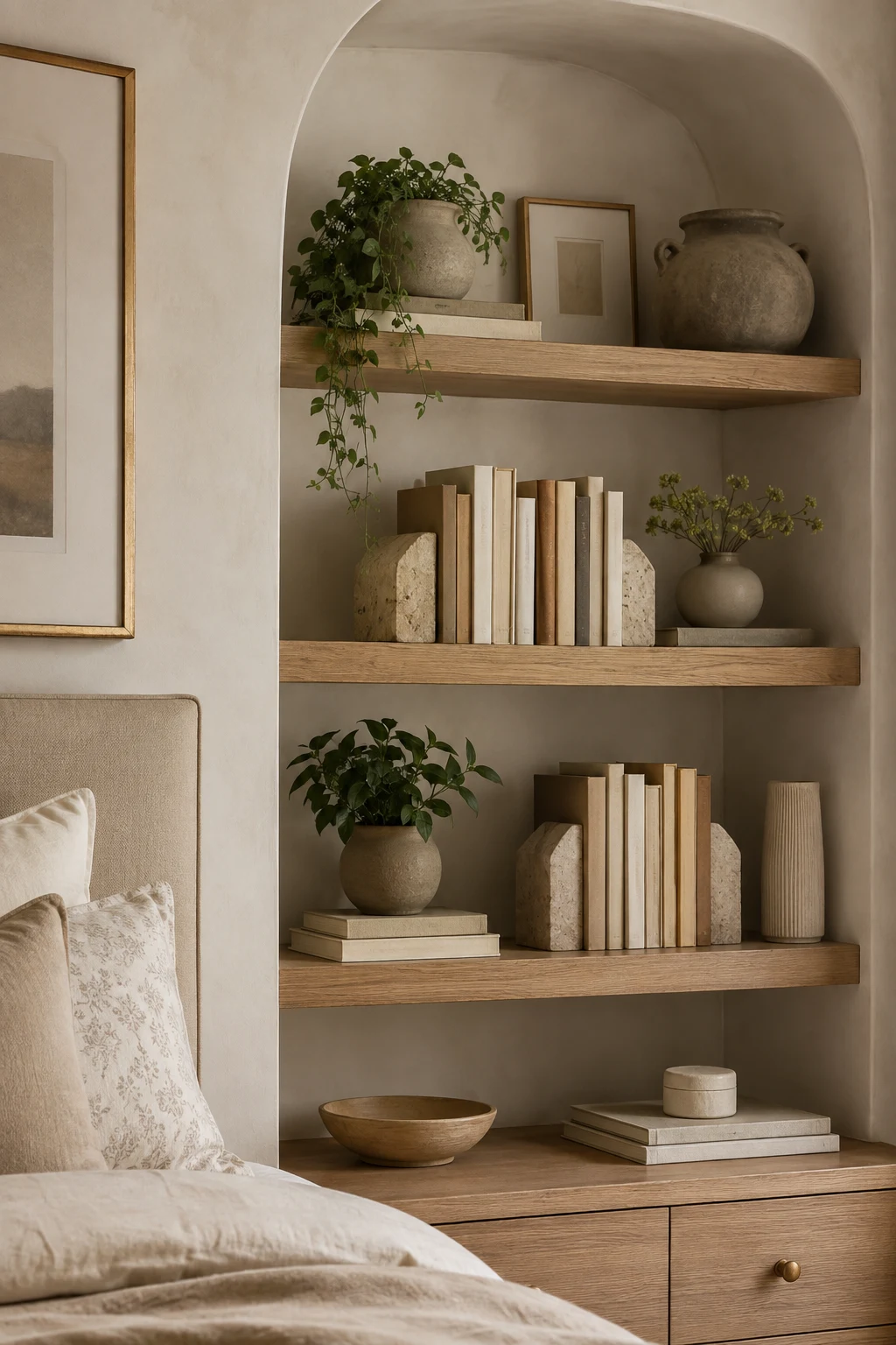 Style Bedroom Shelf Decor with Books That Double as Design — bedroom shelf decor