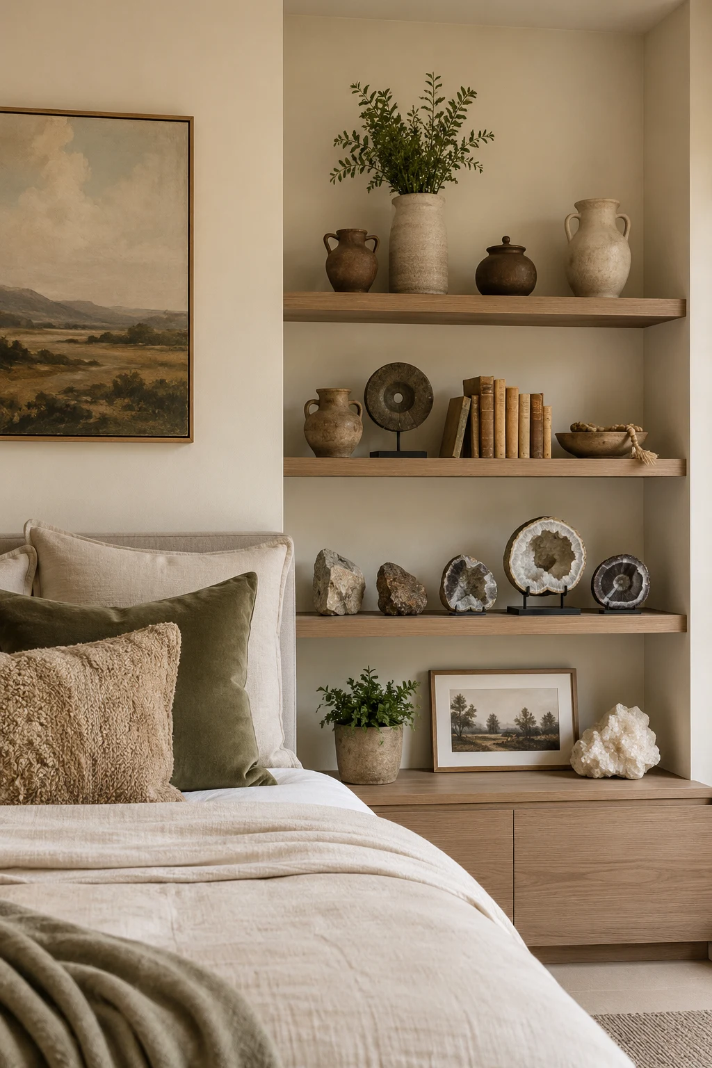 Display Meaningful Collections Instead of Random Accessories — bedroom shelf decor